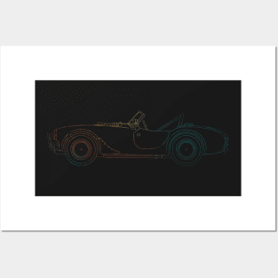 Rainbow old car line art 10 Posters and Art